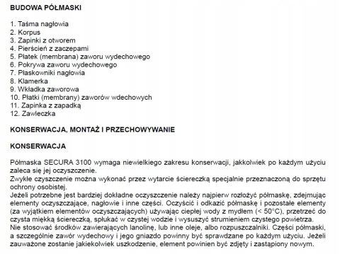 Maska wielorazowa SECURA + filtry P3 R ZESTAW