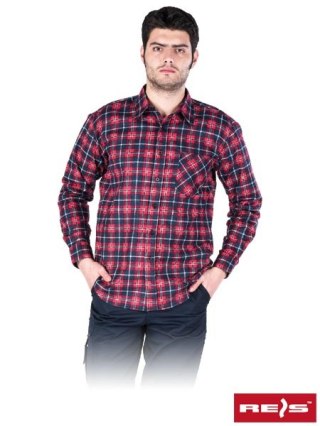 KOSZULA FLANELOWA OCHRONNA - 2XL - GRANATOWO-CZERWONY