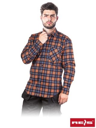 KOSZULA FLANELOWA OCHRONNA - 2XL - GRANATOWO-POMARAŃCZOWY