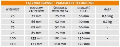 Łącznik ssawny fi 52 za 1 szt (0,5 pary) Łącznik ssawny fi 52 za 1 szt (0,5 pary)